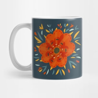 Decorative Orange Flower Mug